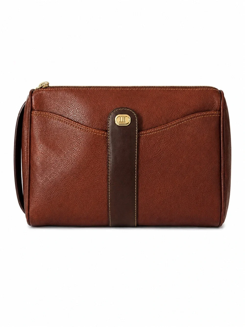 Dunhill Brown Leather Bag clutch Organizer Travel bag